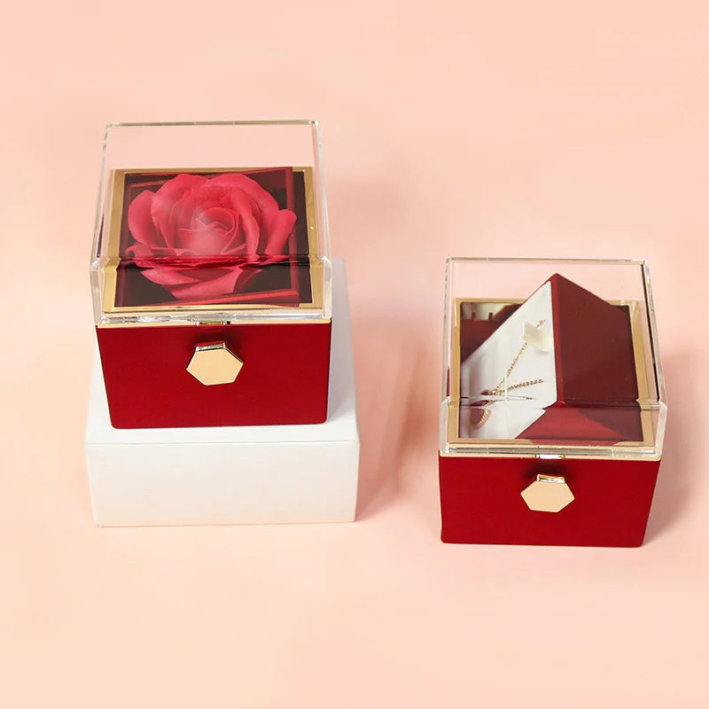 Coffret Cadeau Rose Éternelle + Collier Cœur à Prix Doux !