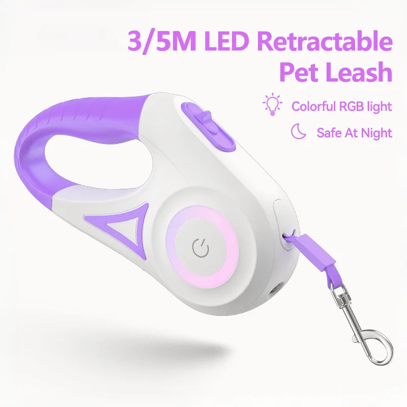 Laisse rétractable Lumineuse pour Chien – Confort et Visibilité Maximale