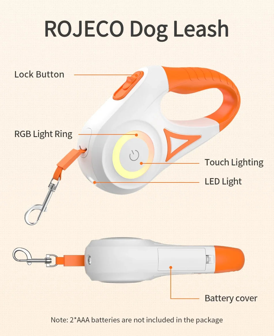 Laisse rétractable Lumineuse pour Chien – Confort et Visibilité Maximale